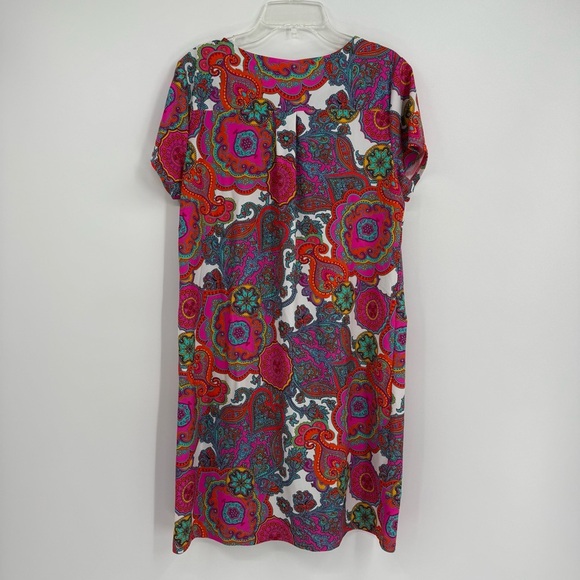 JUDE CONNALLY Shift Dress Stretch Paisley Pink Multi Tunic Dress Size Small - Picture 7 of 8